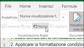 Pulsante Nuovo nel gruppo Visualizzazioni foglio